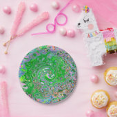 Trippy Lime Green und Pink Abstrakt Retro Swirl Pappteller (Party)