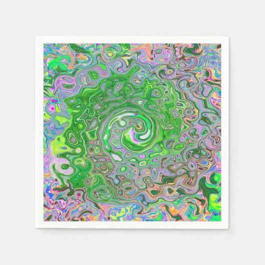 Trippy Lime Green und Pink Abstrakt Retro Swirl Serviette (Vorderseite)