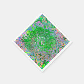 Trippy Lime Green und Pink Abstrakt Retro Swirl Serviette (Ecke)