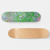 Trippy Lime Green und Pink Abstrakt Retro Swirl Skateboard (Horizontal)