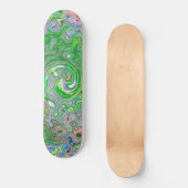 Trippy Lime Green und Pink Abstrakt Retro Swirl Skateboard (Vorderseite)