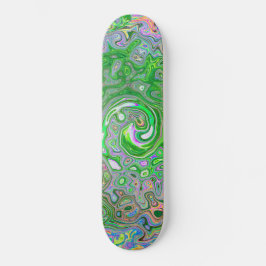 Trippy Lime Green und Pink Abstrakt Retro Swirl Skateboard