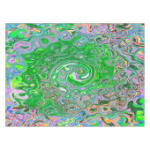 Trippy Lime Green und Pink Abstrakt Retro Swirl Tischdecke (Vorderseite (Horizontal))