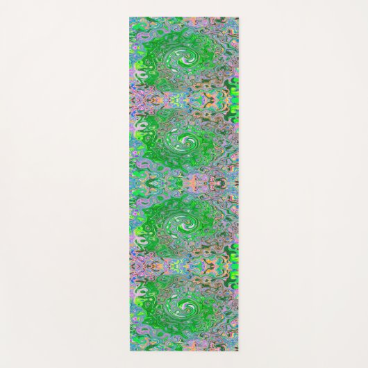 Trippy Lime Green und Pink Abstrakt Retro Swirl Yogamatte (Vorderseite)