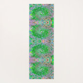 Trippy Lime Green und Pink Abstrakt Retro Swirl Yogamatte (Rückseite)
