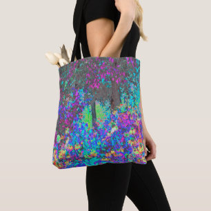 Trippy Limettengrün und lila Garten Sonnenaufgang Tasche