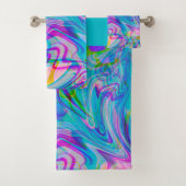 Trippy Liquid Abstraktes Muster Blau Badhandtuch Set (Insitu)