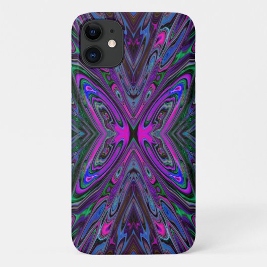 Trippy Magenta, Blue und Green Abstrakt Butterfly Case-Mate iPhone Hülle (Rückseite)