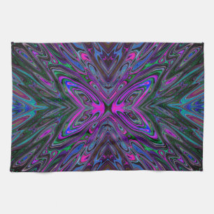 Trippy Magenta, Blue und Green Abstrakt Butterfly Geschirrtuch