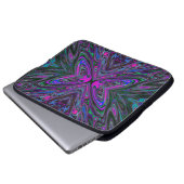 Trippy Magenta, Blue und Green Abstrakt Butterfly Laptopschutzhülle (Vorne Knopf)