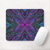 Trippy Magenta, Blue und Green Abstrakt Butterfly Mousepad (Mit Mouse)