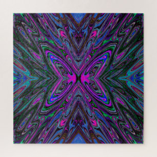 Trippy Magenta, Blue und Green Abstrakt Butterfly Puzzle