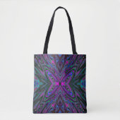Trippy Magenta, Blue und Green Abstrakt Butterfly Tasche (Vorderseite)