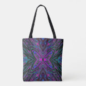 Trippy Magenta, Blue und Green Abstrakt Butterfly Tasche (Rückseite)