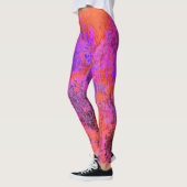 Trippy Magenta und Orange Impressionistischer Gart Leggings (Links)