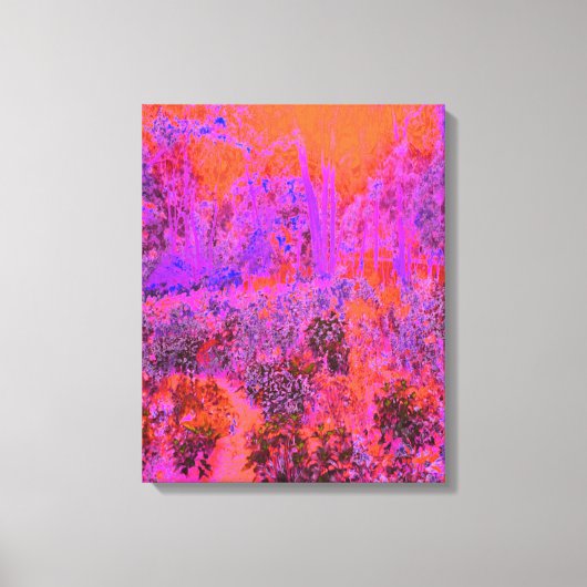 Trippy Magenta und Orange Impressionistischer Gart Leinwanddruck (Vorderseite)