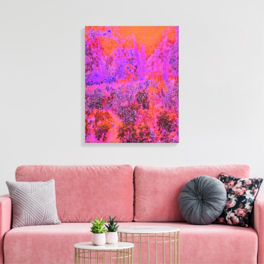 Trippy Magenta und Orange Impressionistischer Gart Leinwanddruck (Insitu (Wohnzimmer))