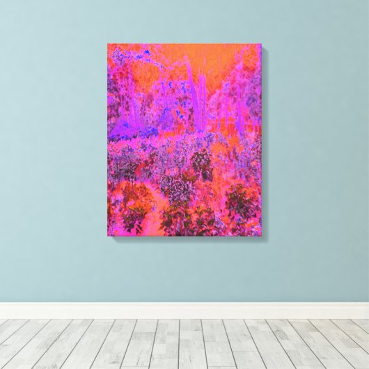 Trippy Magenta und Orange Impressionistischer Gart Leinwanddruck (Insitu (Holzboden))