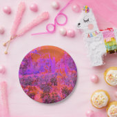 Trippy Magenta und Orange Impressionistischer Gart Pappteller (Party)