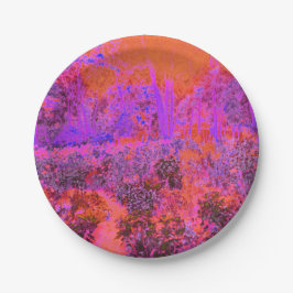 Trippy Magenta und Orange Impressionistischer Gart Pappteller
