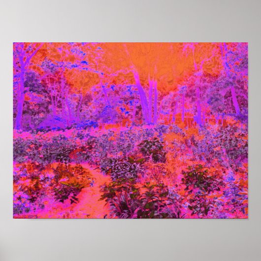 Trippy Magenta und Orange Impressionistischer Gart Poster (Vorne)