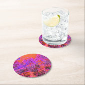 Trippy Magenta und Orange Impressionistischer Gart Runder Pappuntersetzer (Vor Ort)