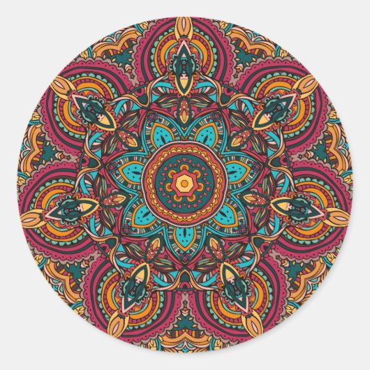 Trippy Mandala 2.25" Basic Button Schlüsselanhänge Runder Aufkleber (Vorderseite)