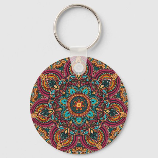 Trippy Mandala 2.25" Basic Button Schlüsselanhänge Schlüsselanhänger (Vorderseite)