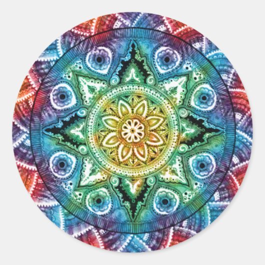 Trippy Mandala Runder Aufkleber (Vorderseite)