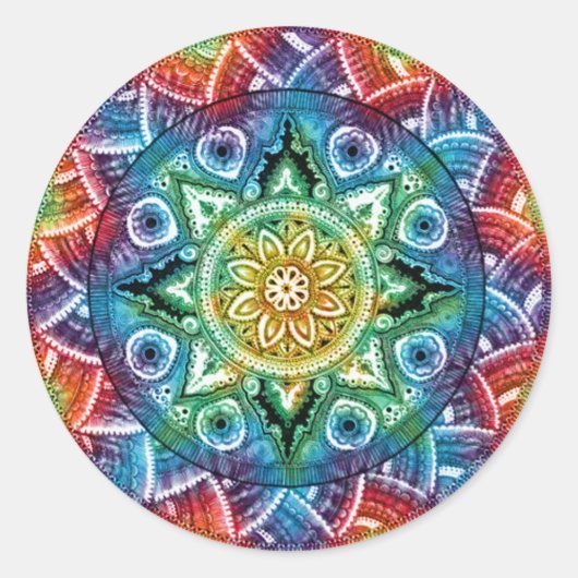 Trippy Mandala Runder Aufkleber (Vorderseite)