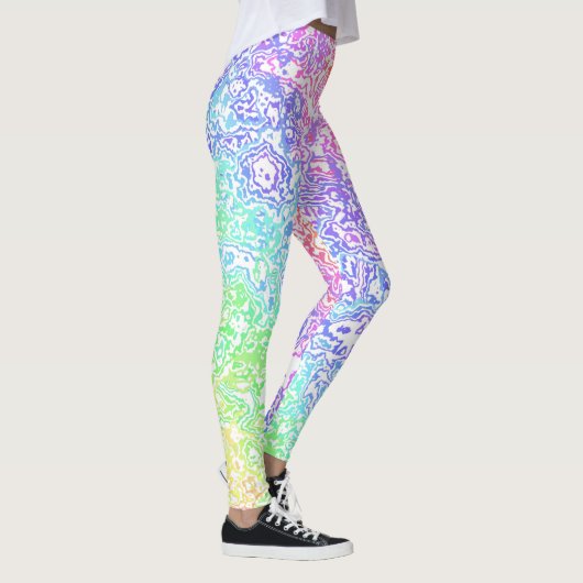 Trippy Maximalist Groovy Boho Bold Rainbow Marble Leggings (Rechts)