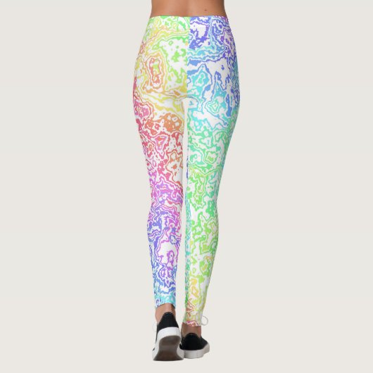 Trippy Maximalist Groovy Boho Bold Rainbow Marble Leggings (Rückseite)
