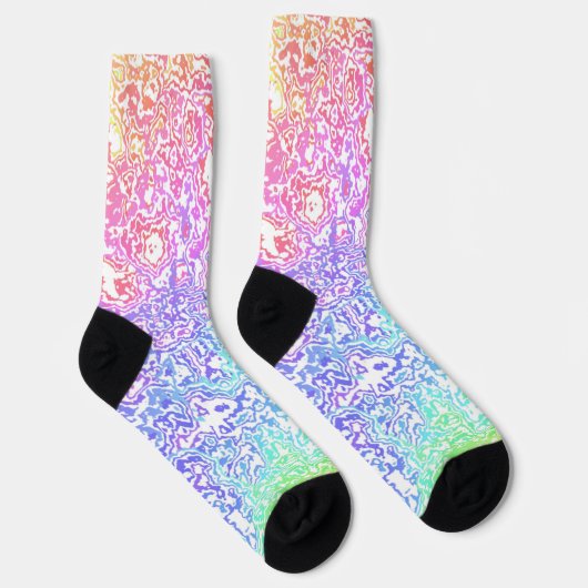 Trippy Maximalist Groovy Boho Bold Rainbow Marble Socken (Rechts)