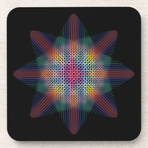 Trippy mehrfarbiger Stern auf schwarzer Oberfläch Getränkeuntersetzer