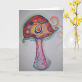 Trippy Mushroom Card - Hippie Blank Notecard Karte (Gelbe Blume)