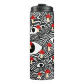 Trippy Mushroom Travel Mug - Funky Eye Design Cup Thermosbecher (Vorderseite)