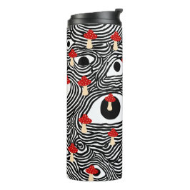 Trippy Mushroom Travel Mug - Funky Eye Design Cup Thermosbecher