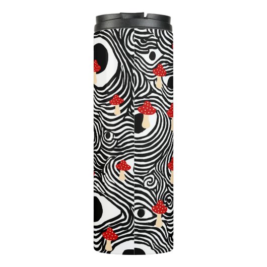 Trippy Mushroom Travel Mug - Funky Eye Design Cup Thermosbecher (Rückseite)