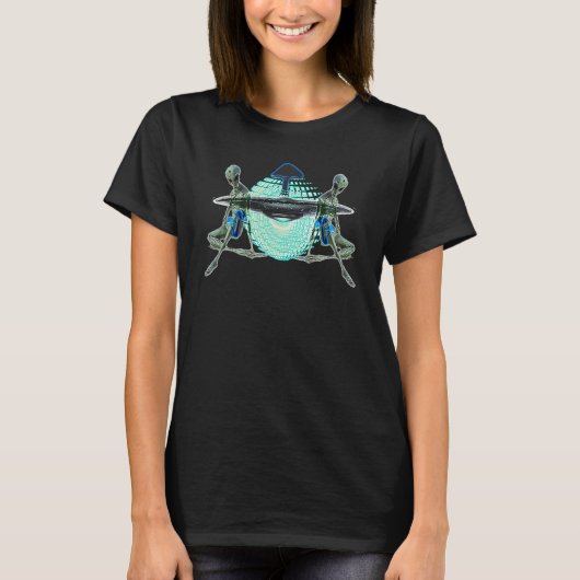 Trippy Mushroom UFO Alien Psychedelic Graphic T-Shirt (Vorderseite)
