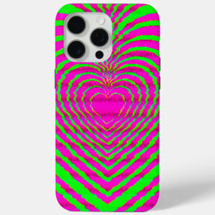 Trippy Neon Rosa Grün Hypnotisches Herz Liebesmust Case-Mate iPhone Hülle