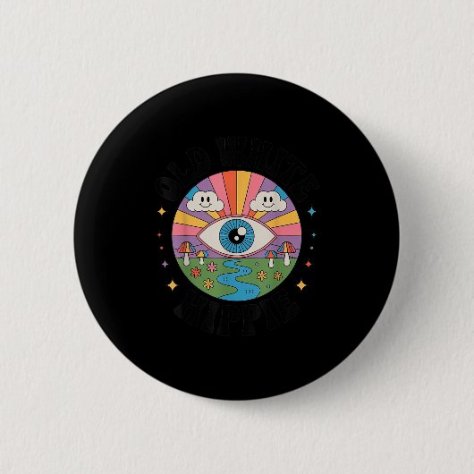 Trippy Old White Hipe Retro Psychedelic Art  Button (Vorderseite)
