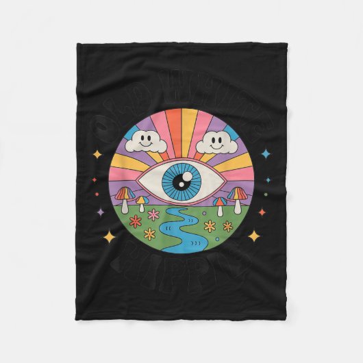 Trippy Old White Hipe Retro Psychedelic Art Fleecedecke (Vorderseite)