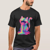 Trippy Party Crazy Rainbow Cat EDM Festival T-Shirt (Vorderseite)