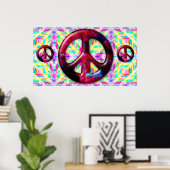 Trippy Peace Sign Fraktal Poster Print (Heimbüro)