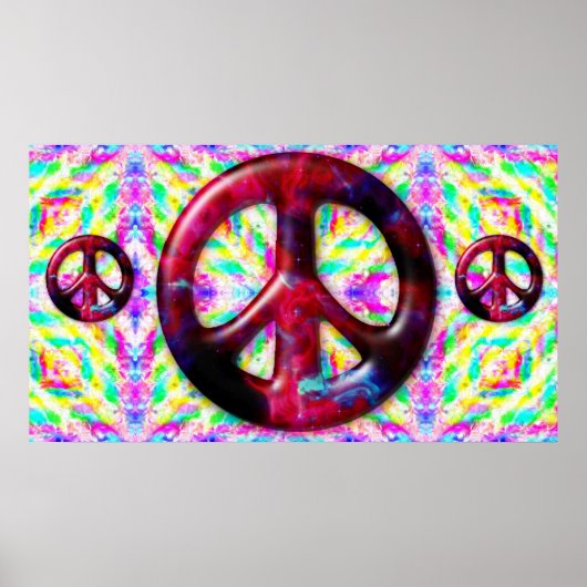 Trippy Peace Sign Fraktal Poster Print (Vorne)