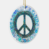 Trippy Peace Sign Weihnachten Keramikornament (Rechts)