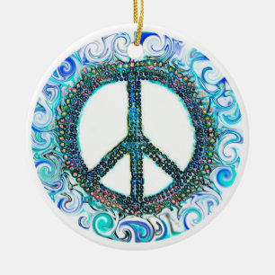 Trippy Peace Sign Weihnachten Keramikornament