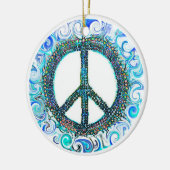 Trippy Peace Sign Weihnachten Keramikornament (Links)