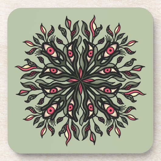 Trippy Pflanze and Eyes - Psychedelic Botanic Getränkeuntersetzer (Vorderseite)