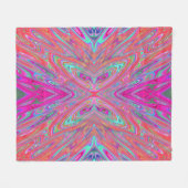 Trippy Pink, Aqua und Magenta Abstrakt Butterfly Fleecedecke (Vorderseite (Horizontal))
